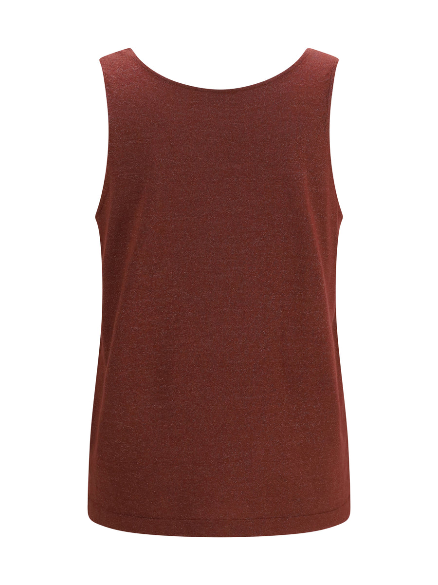 Luminous Knit Tank Top Red Bean Cashmere (capra Hircus)
