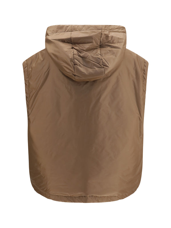 Hooded Padded Vest Dark Gold Outer: Polyester Puffer Jackets