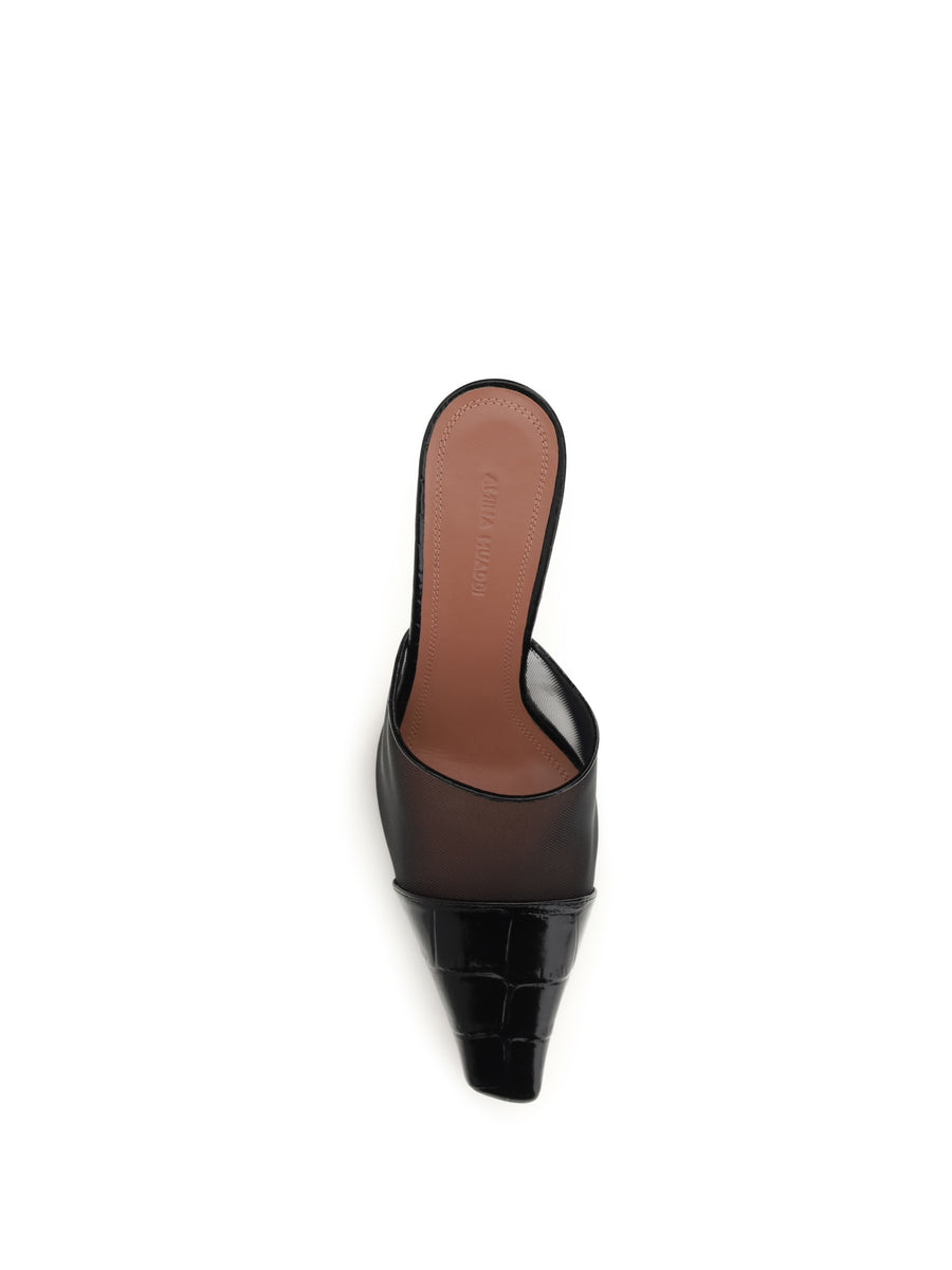 Mules Jamie Mesh Black Black/black Calf Leather Sandal
