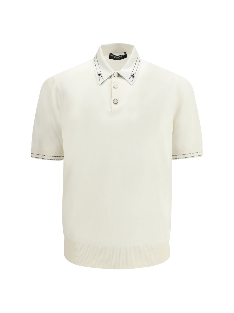 Dolce & Gabbana 100% Silk polo in white