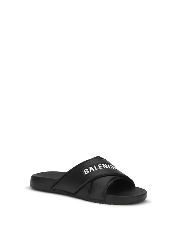 Slides Cross-Logo Black-White Black/white Rubber Trainers
