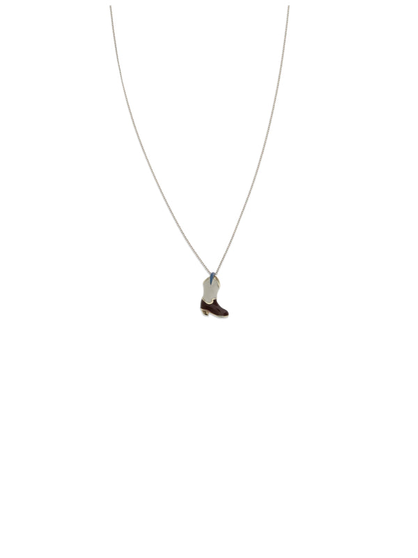 Necklace Cowboy Boot 9k Yellow Gold Burgundy/coconut White/sky Blue Other Materials Necklaces