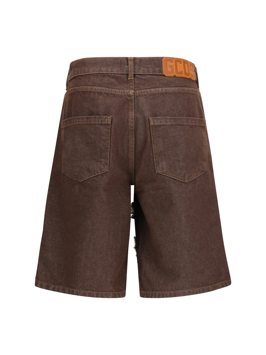 Denim Shorts Lounge Logo Dark Brown Brown/brown Cotton Bermuda