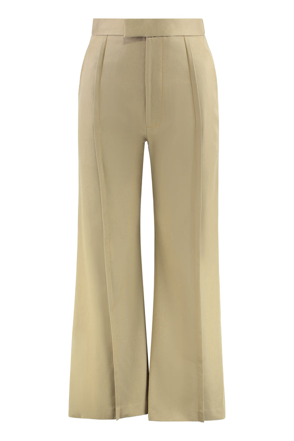 Flared Trousers Camel Cotton