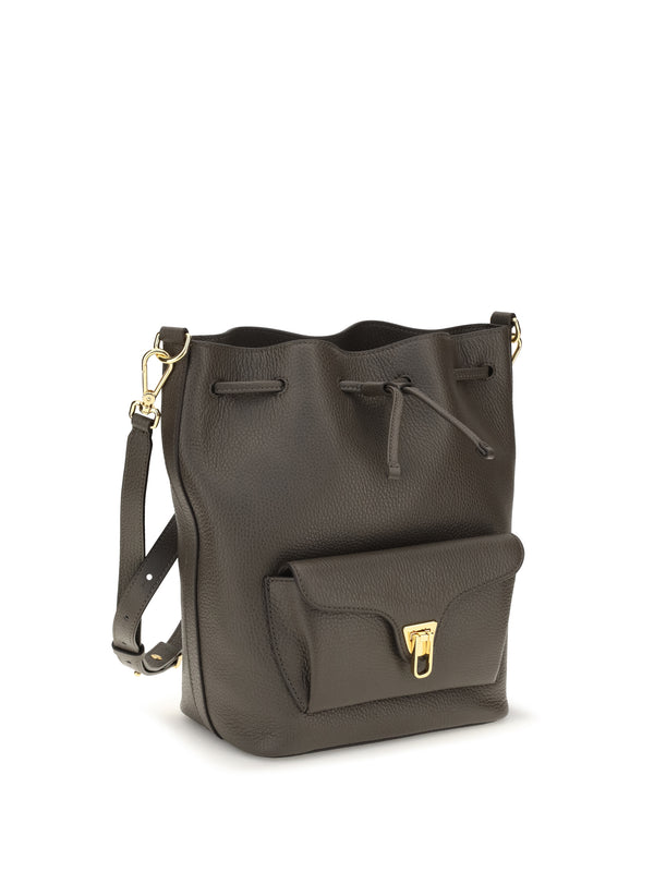 Bucket Bag Beat Generation Taupe Calf Leather Shoulder