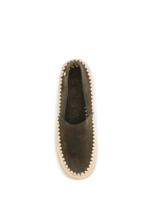 Espadrilles Rio Suede Raffia Khaki Green Upper Loafers