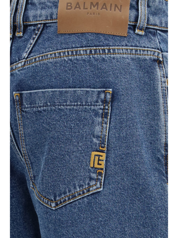 Jeans Straight Wide-Leg Dark Denim Blue Cotton