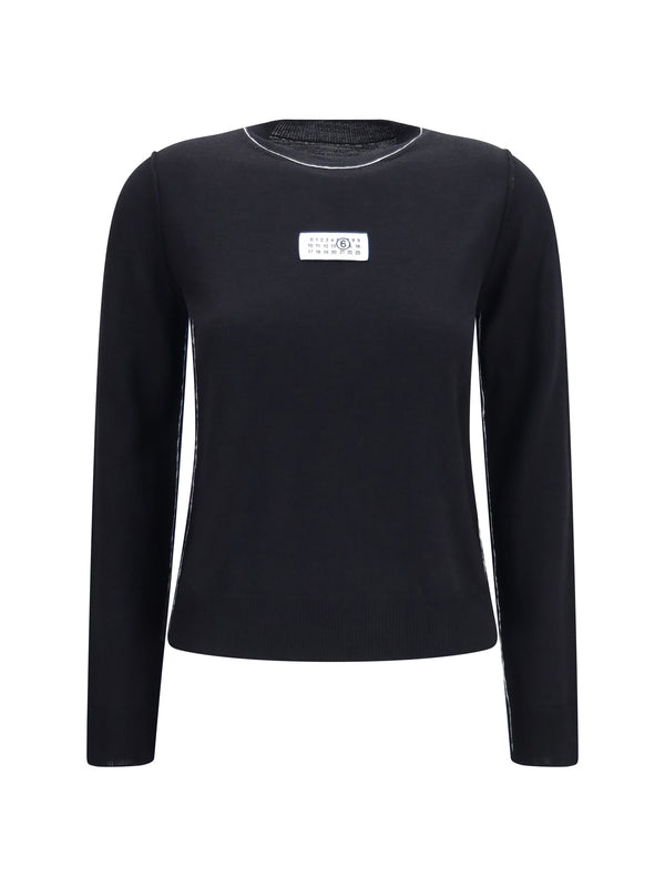 MM6 Maison Margiela 70% Merino wool; 30% Acrylic t-shirt in black