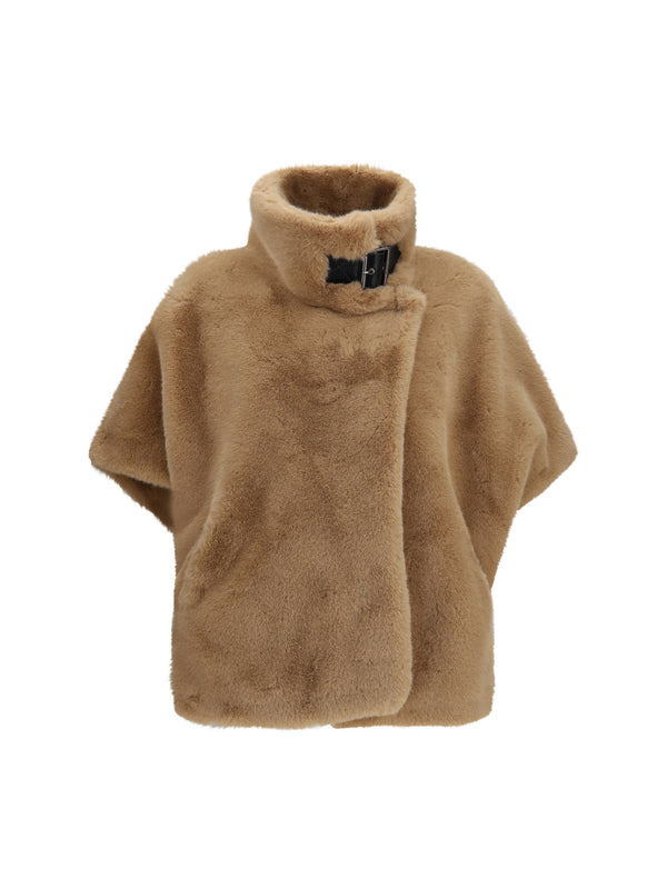 Faux Fur Jacket Warm Taupe Beige Polyester Coat