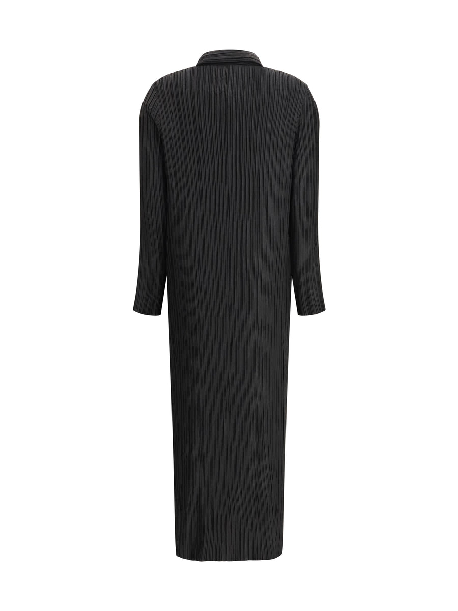 Dress Long Wave Black Polyester