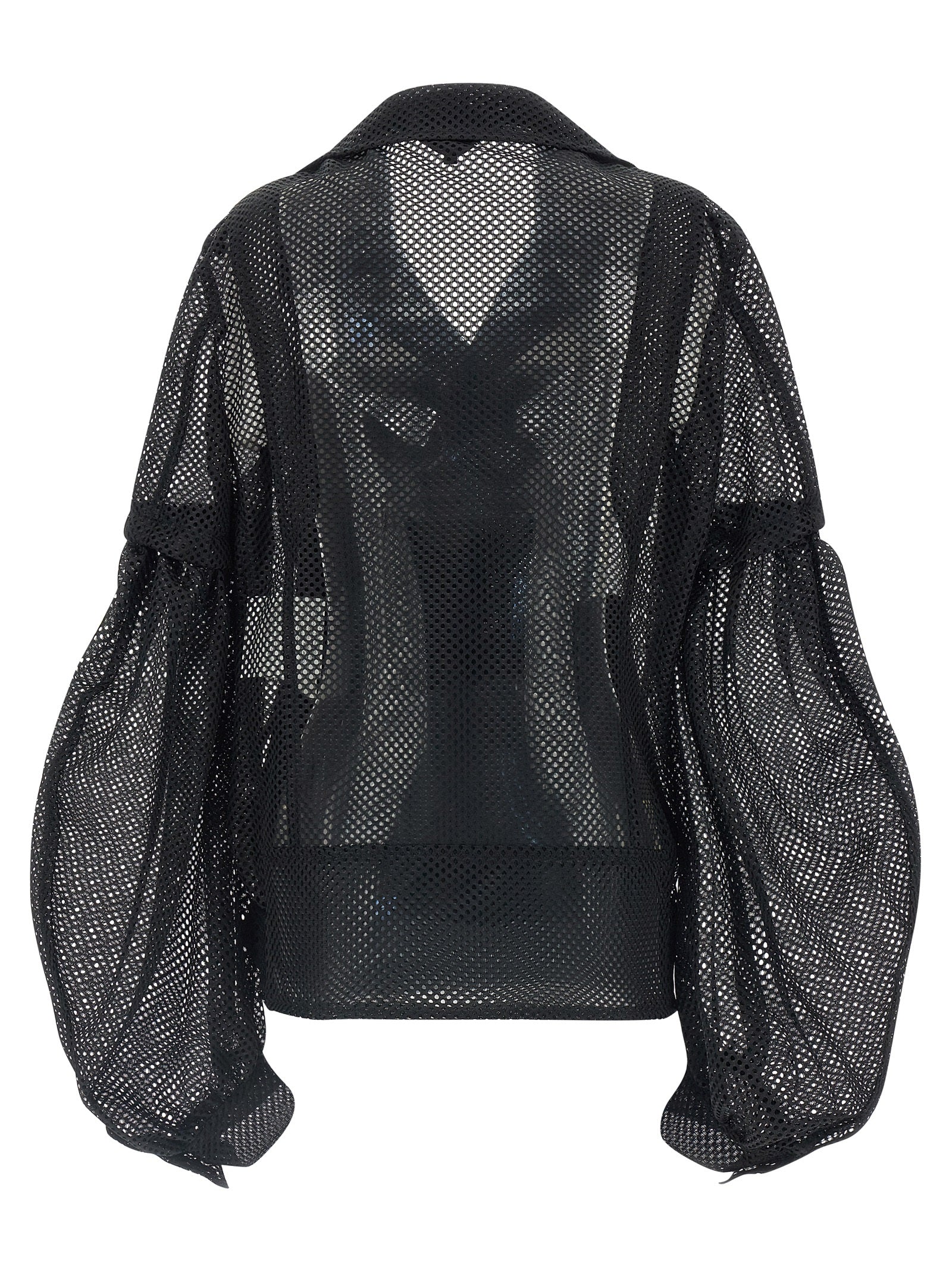 Mesh Jacket Black Polyester Down Jacket, Parka, Casual