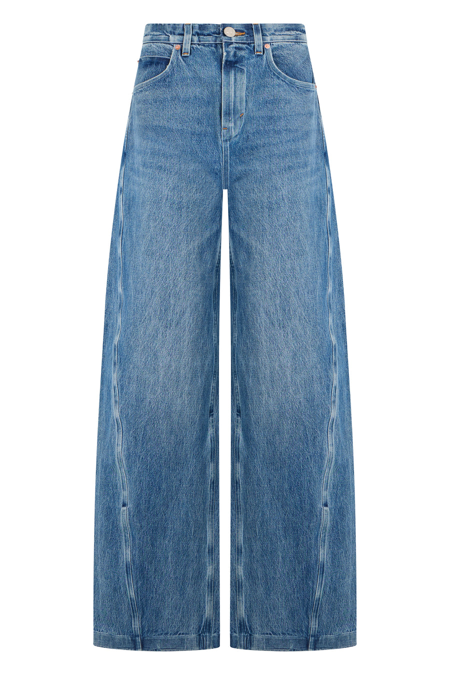 Wide-Leg Jeans Light Blue Cotton