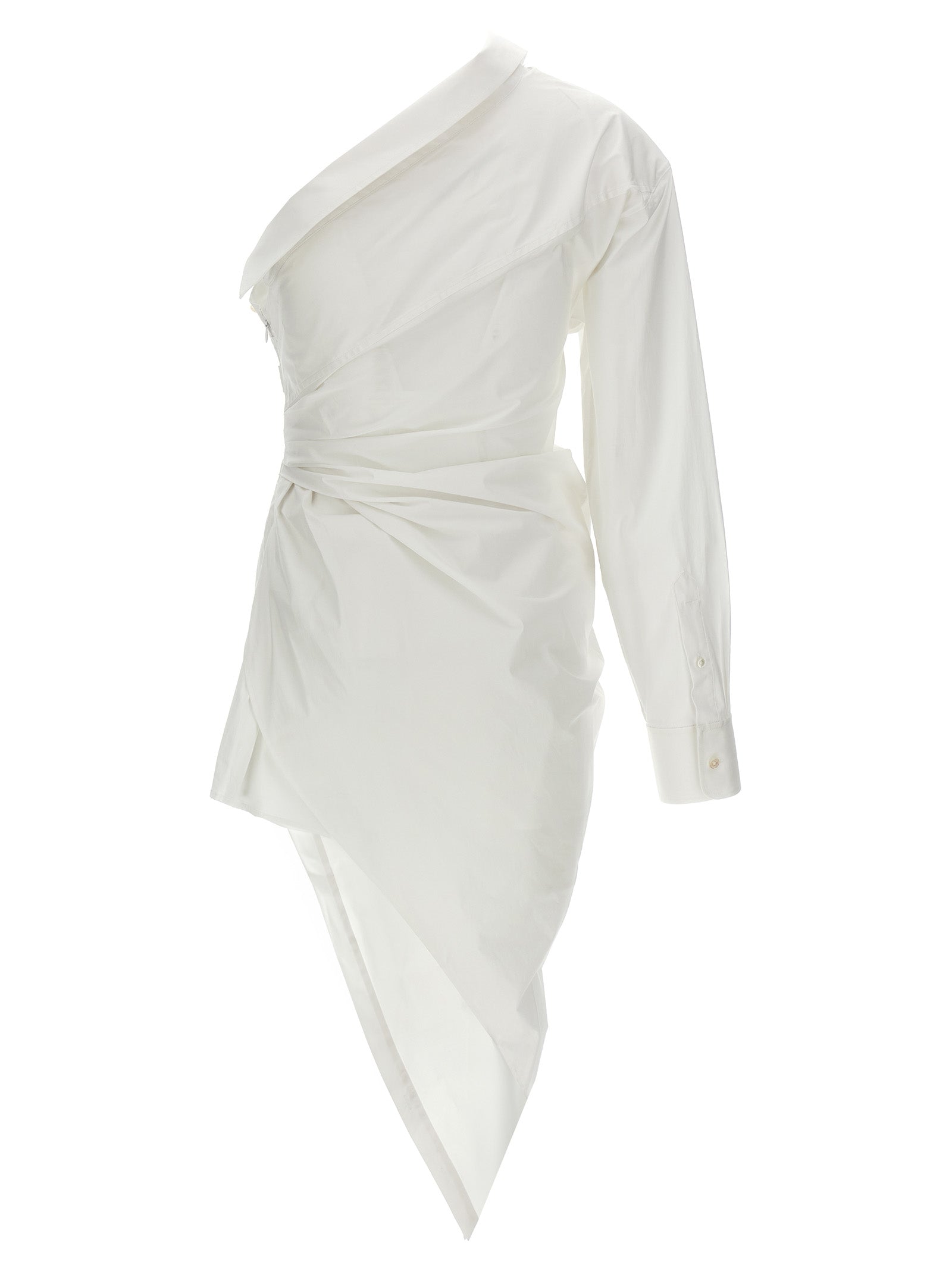 Asymmetrical shirt dress White Cotton