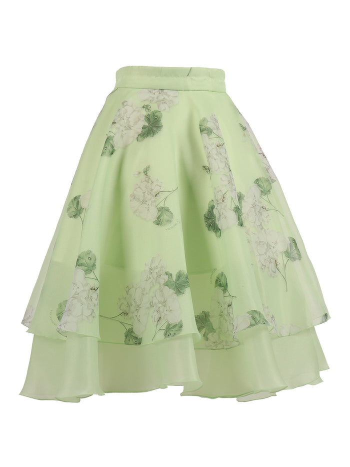 LONG ORGANZA SKIRT Green Polyester Lining Cotton