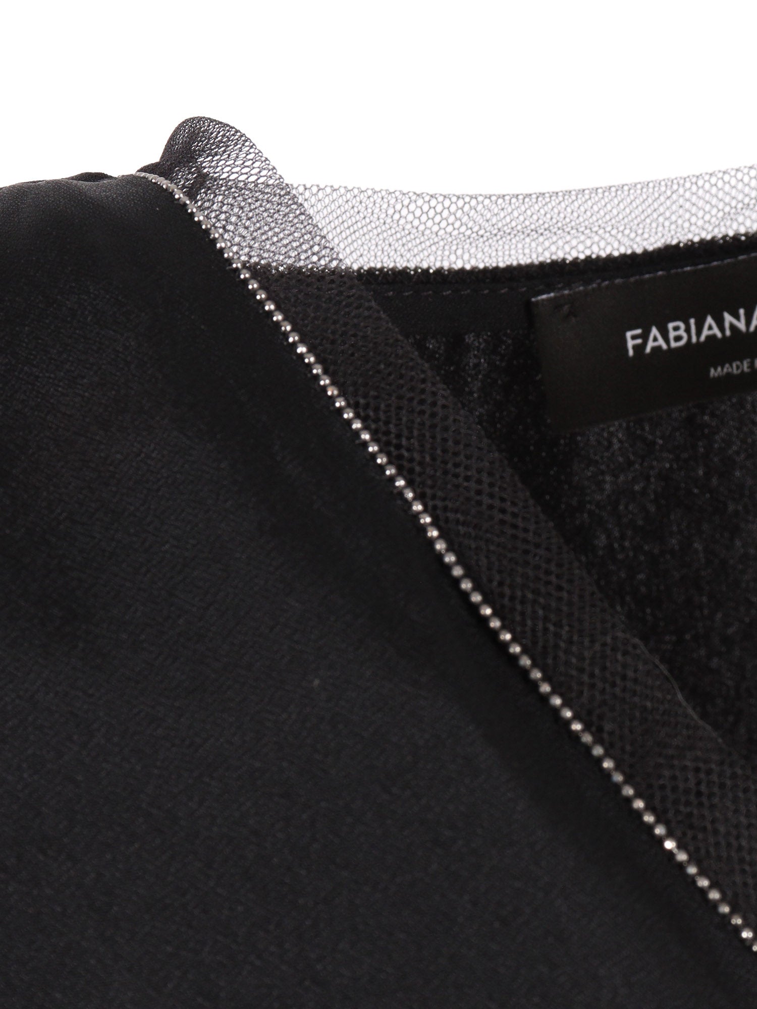 Enver Satin Front Back Top With Filo Diamante Detail Black Acetate Viscose
