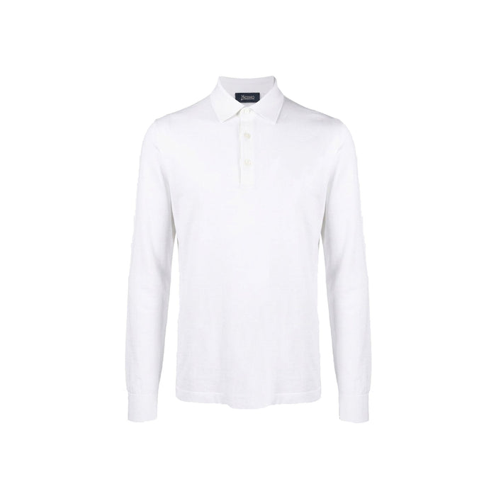 Herno Long Sleeve Polo Shirt White Cotton