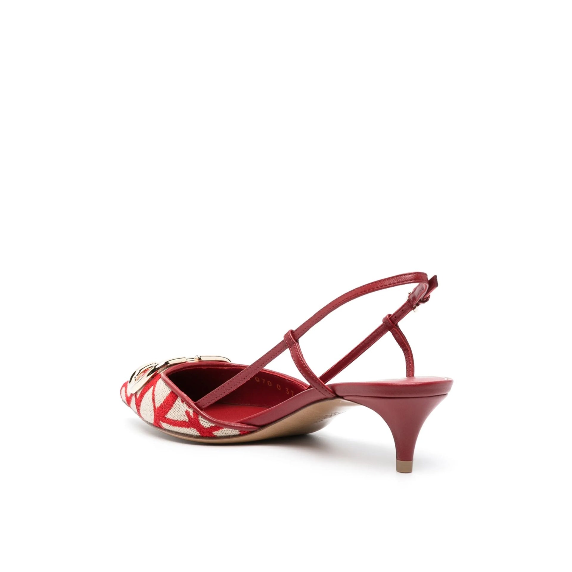 Garavani Toile Iconographe Pumps Red Leather