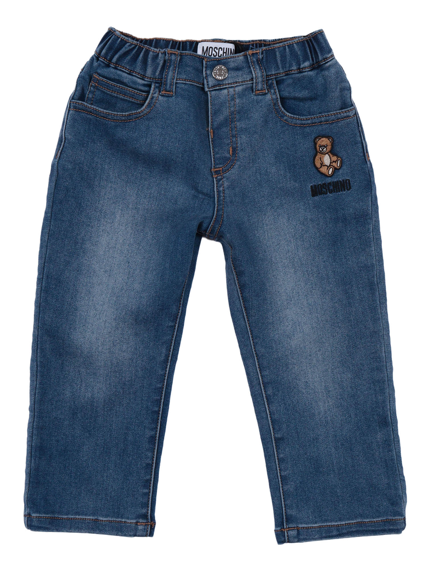 LONG PANTS Blue Cotton Polyester Elastane