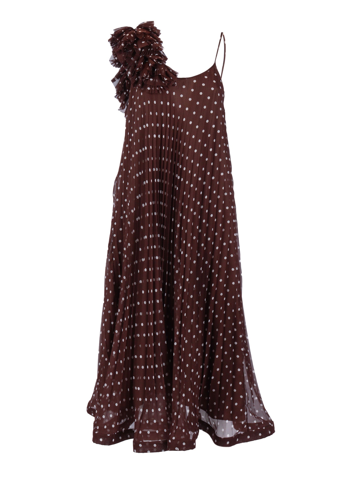 DRESS Brown Polyester Midi