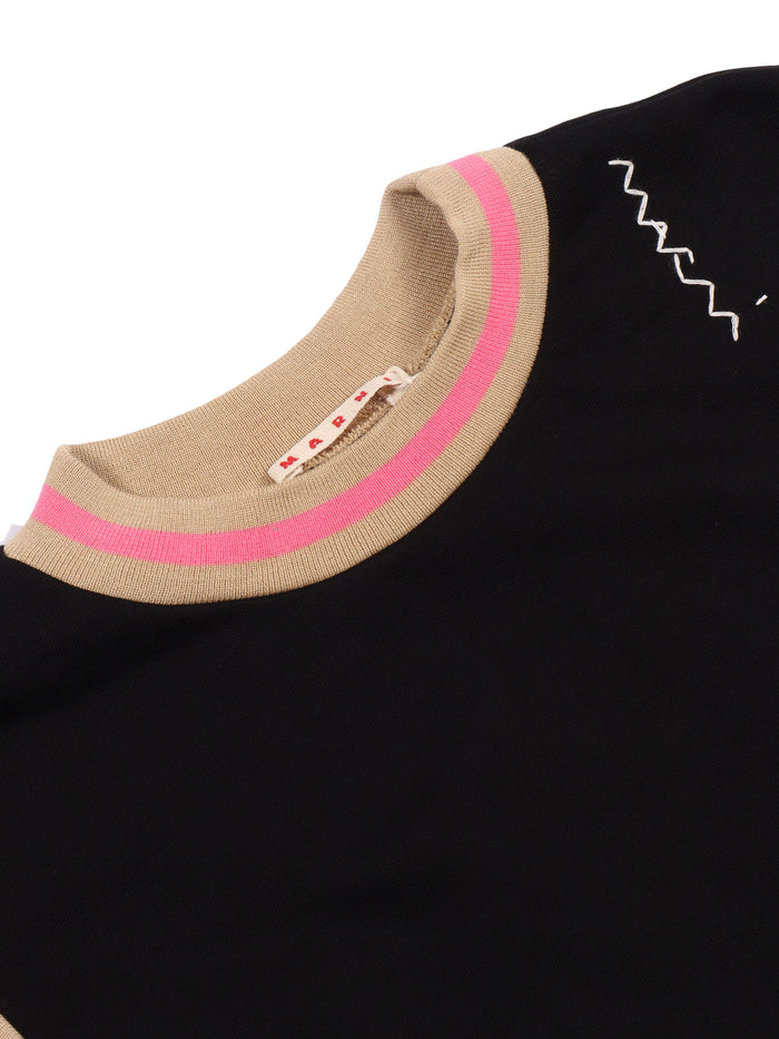 Sweaters Black Cotton Fabric 2 Polyester Crewneck