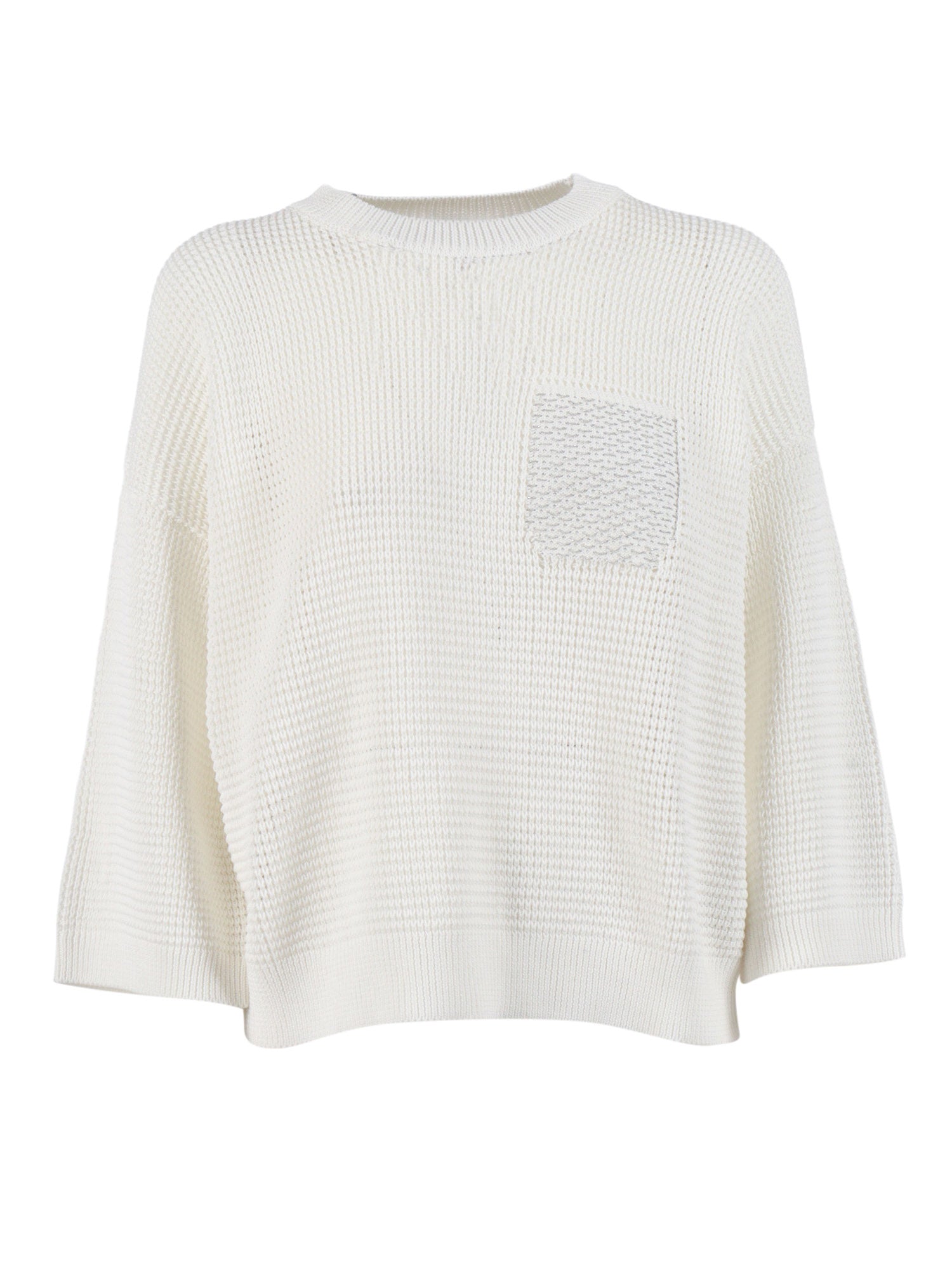 KNITTED SWEATER White Cotton Crewneck