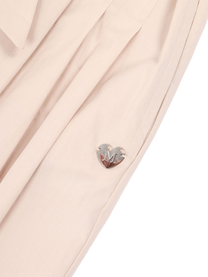 CROPPED PANTS IN POPELINE Beige Cotton