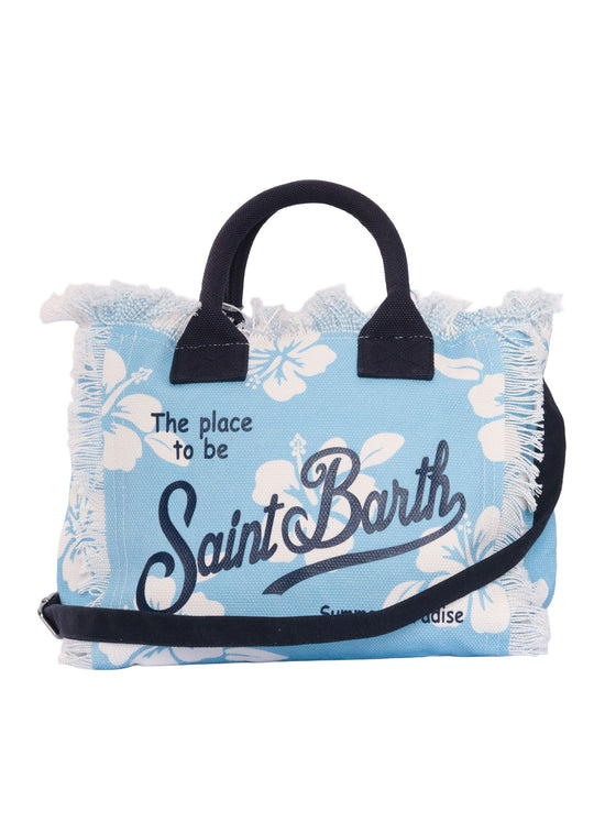 Colette-Simple Hibiscus 30 Light Blue Cotton Handbag