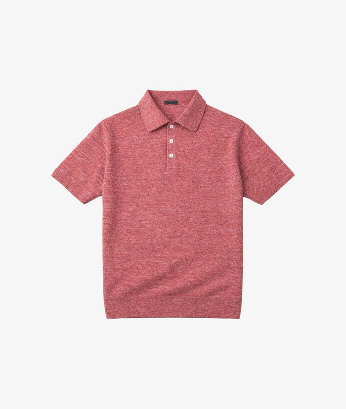 Radama Linend And Cotton Polo Shirt Red Knitwear