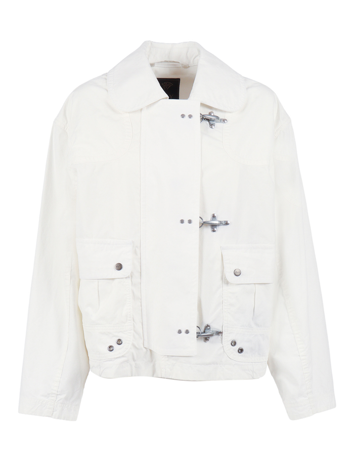 3 Gangi Bomber White Cotton Polyamide Jacket