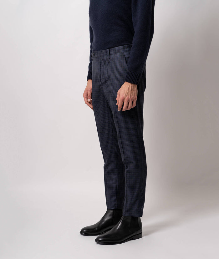 Wool Trousers Oberlech Navy No Pinces