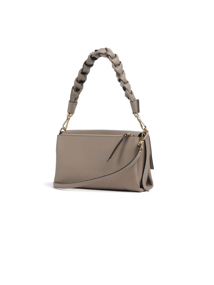 Coccinelle Shoulder Bag Warm Taupe-Rosette Taupe/rosette Double Grainy Leather / Shoulder-bags