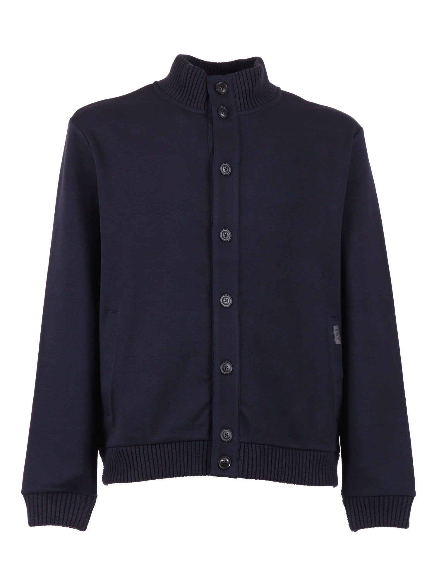 SWEATSHIRT JACKET WITH BUTTONS Blue Cotton Polyester Elastane