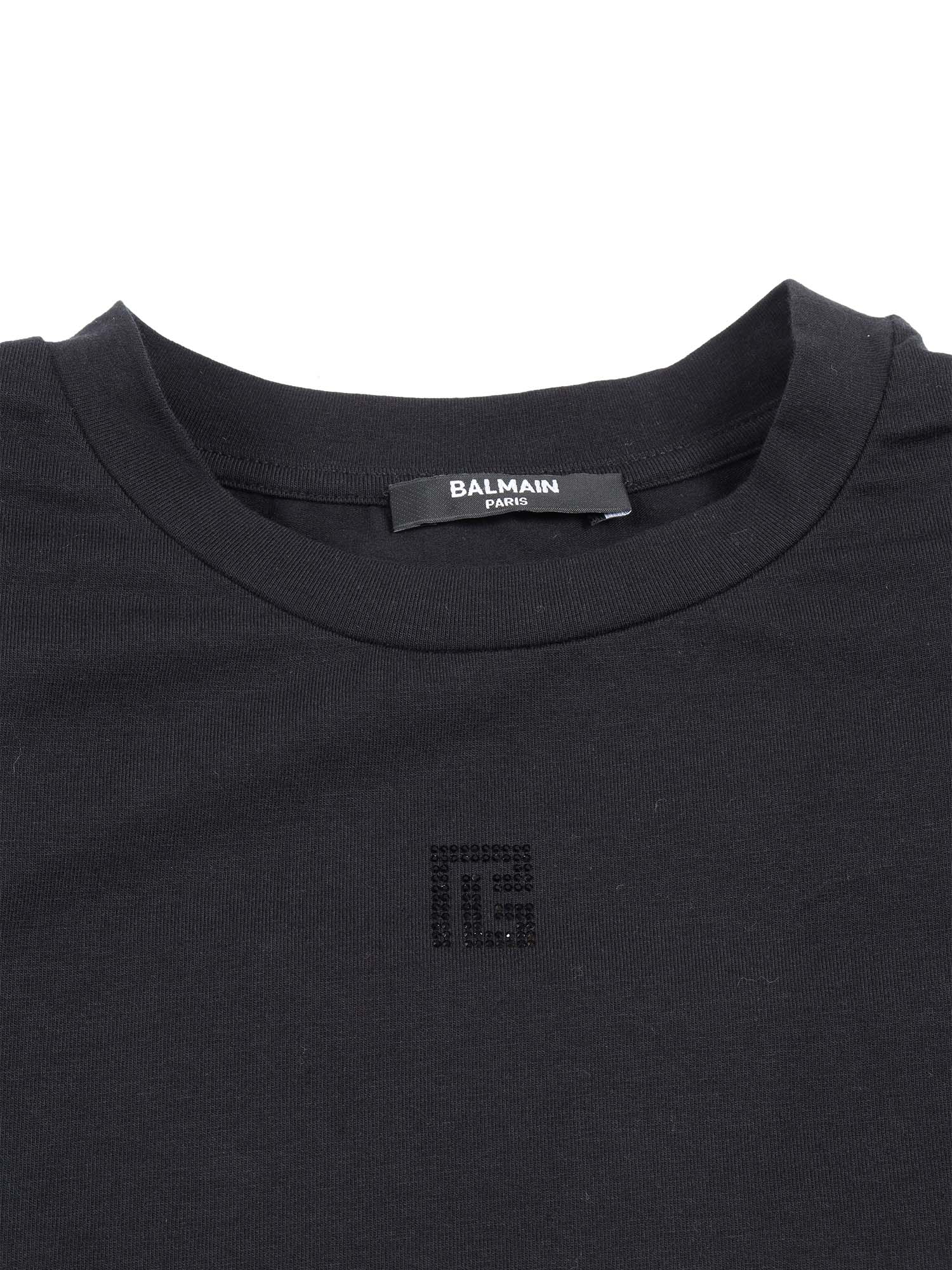 T-Shirt-Top Black Cotton Elastane Short Sleeves T-shirt