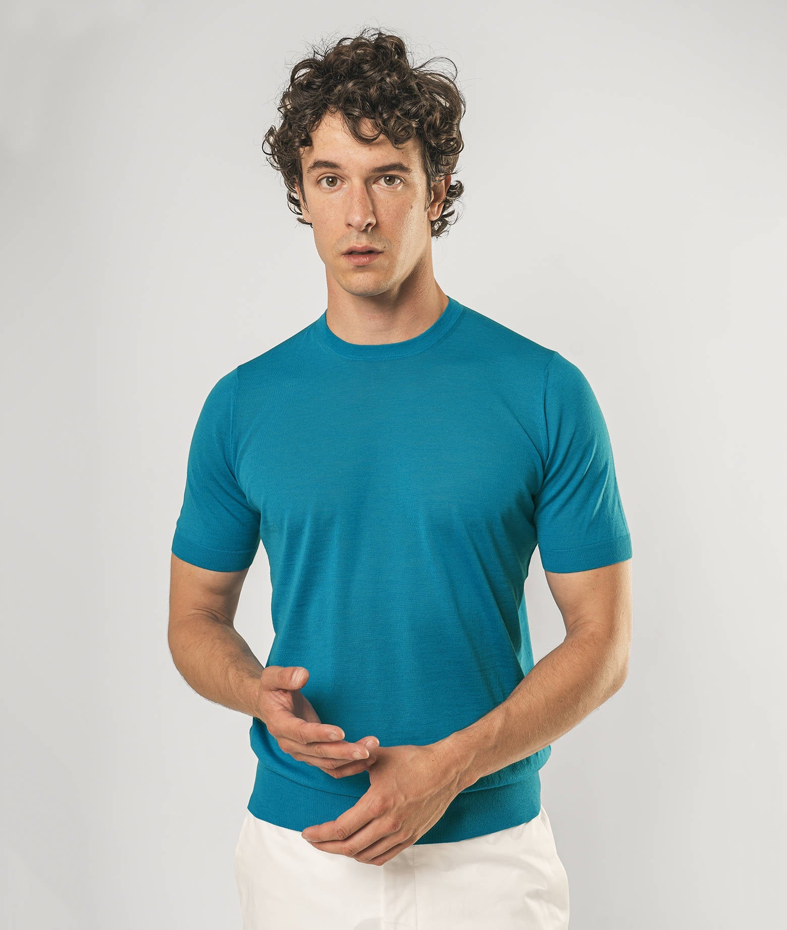 Wool T-Shirt Mentone Dimgray Round Neck