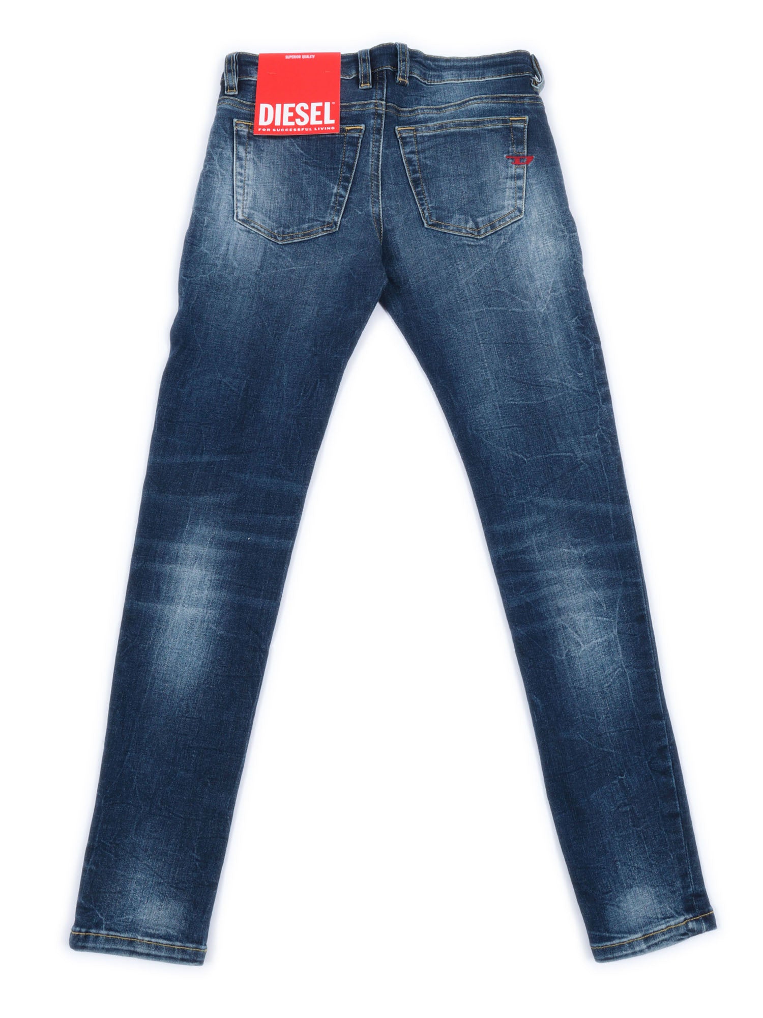 5 Pockets Blue Cotton Polyester Elastane Jean