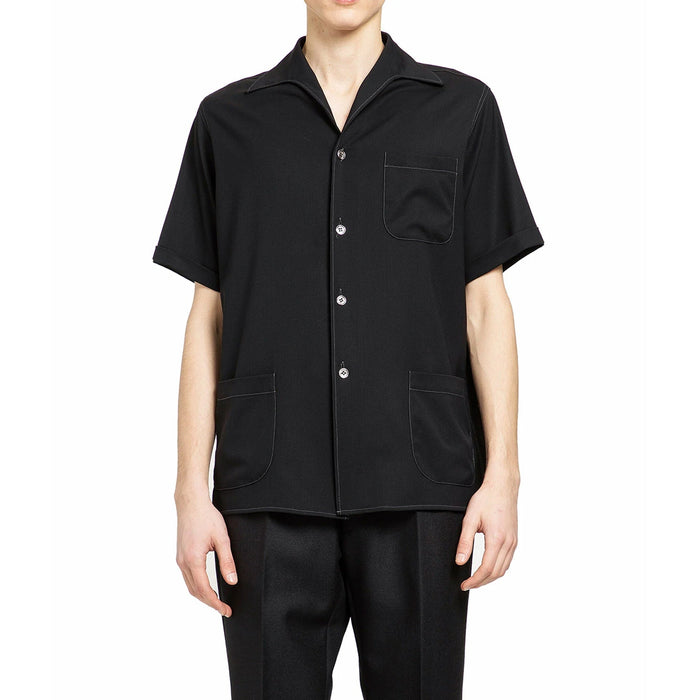 Short-Sleeve Wool Shirt Black