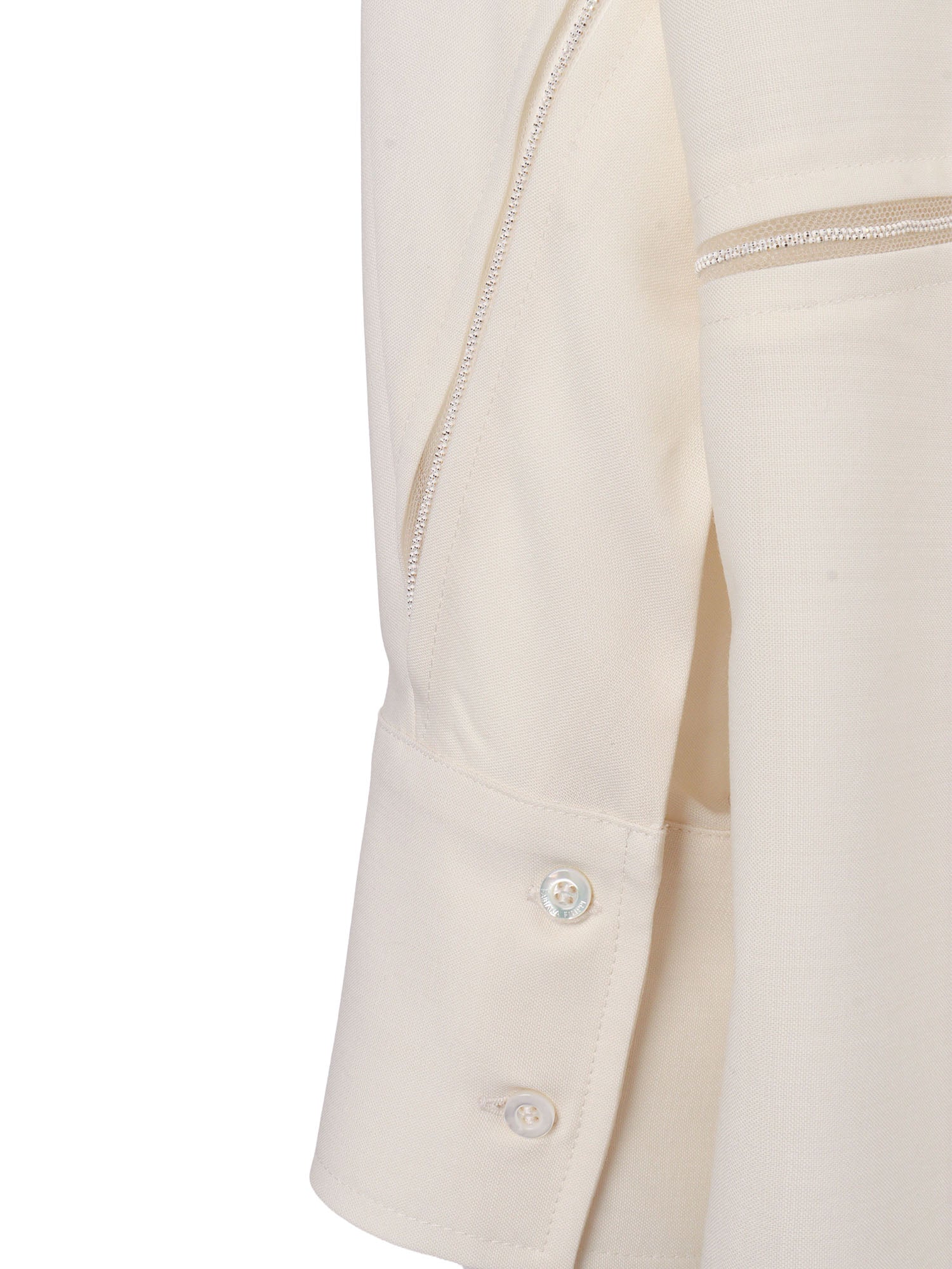Bistretch Wool 3-4 Sleeve Shirt,tulle And Filo Diamante White Polyamide Elastane Blouse