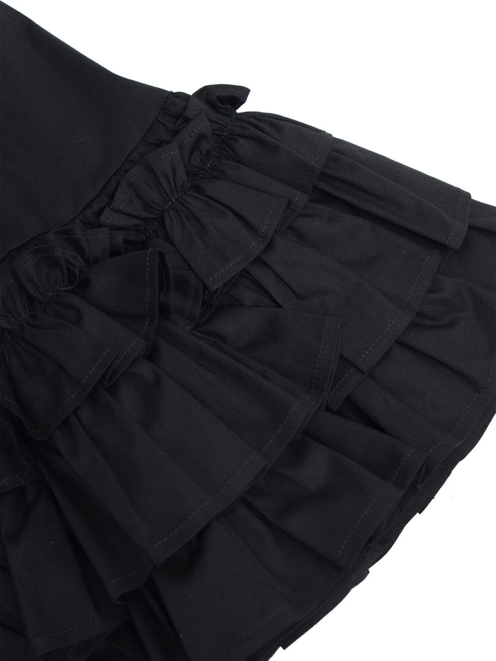 WOVEN DRESS Black Cotton Elastane