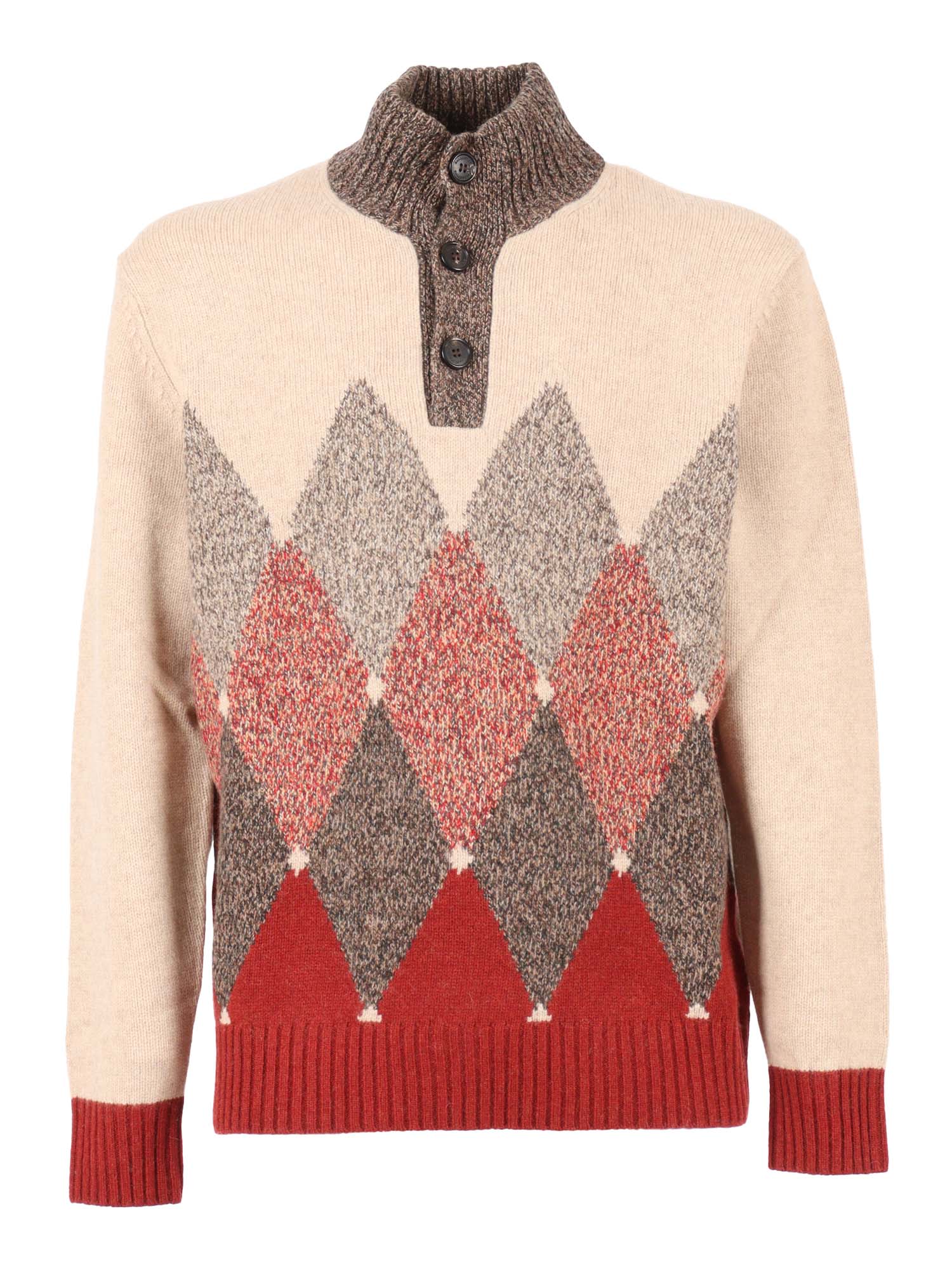 T Neck Pullover Button Camel Wool Turtleneck