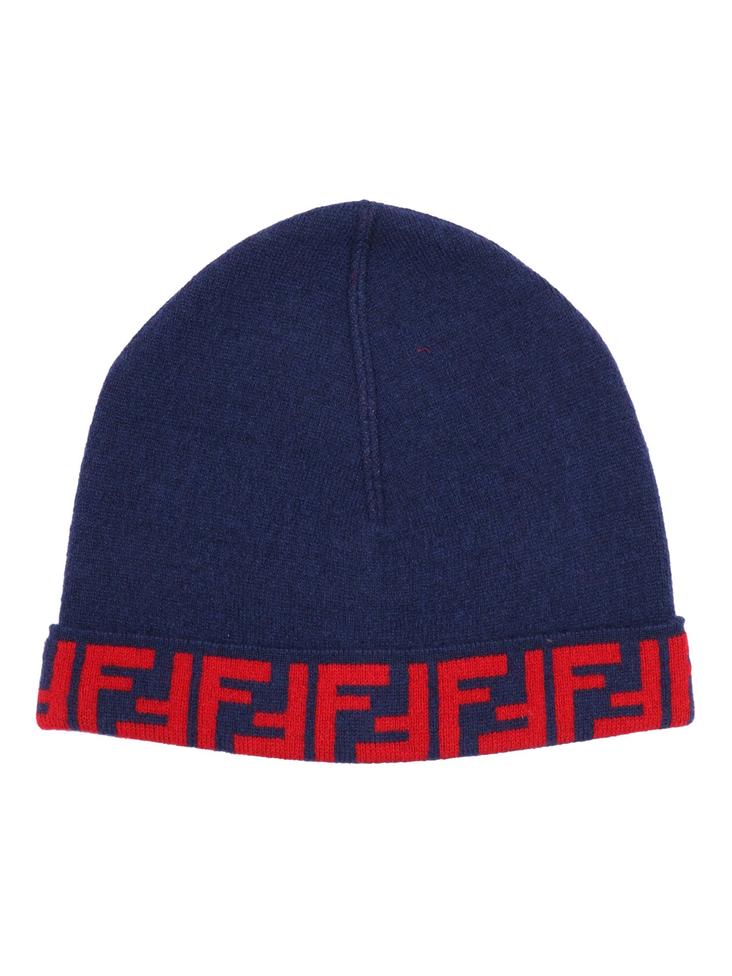 Reversible Beanie Blue Wool Cashmere Polyamide Hat