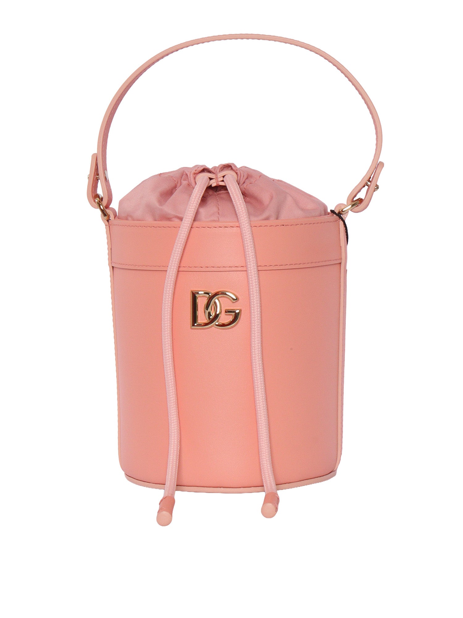 BUCKET BAG Red Calf Leather Fabric 2 Cotton