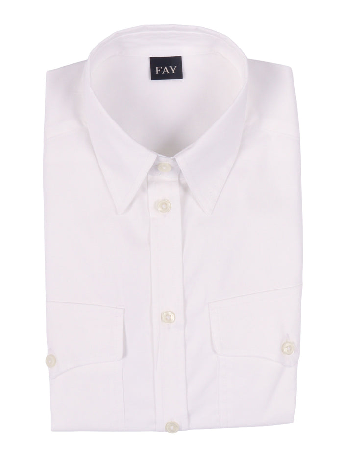 Womens Cotton Shirt-Blouse White Elastane