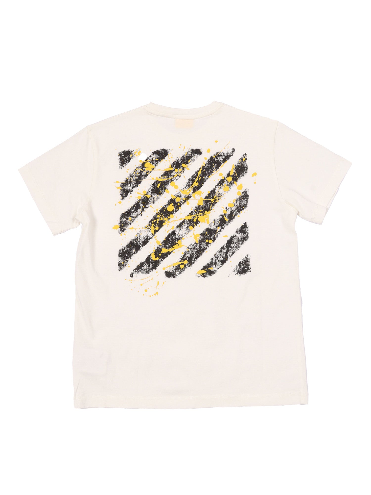 DIAGS SPLAT TEE S-S WHITE - YELLOW Cotton Rib Details Short Sleeves T-shirt