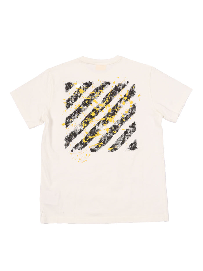 DIAGS SPLAT TEE S-S WHITE - YELLOW Cotton Rib Details Short Sleeves T-shirt