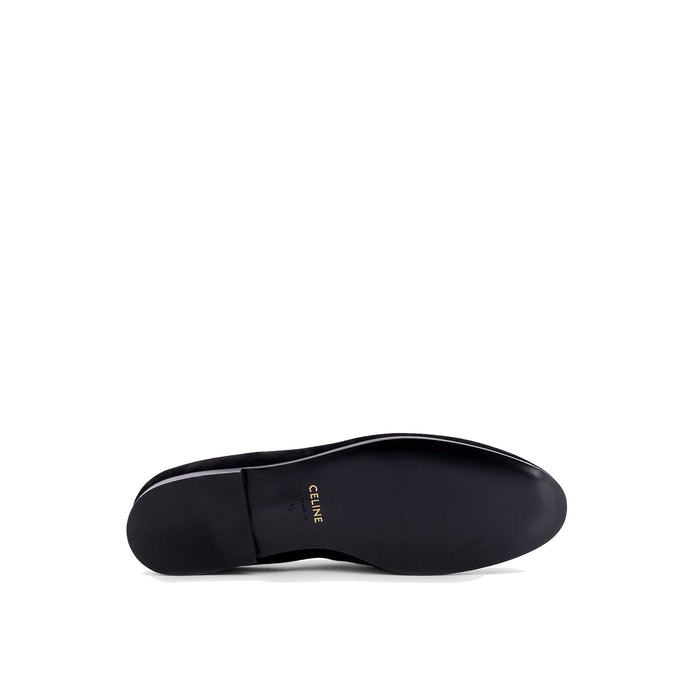 Velvet Loafers With Embroidered Triomphe Logo Black Calf Leather