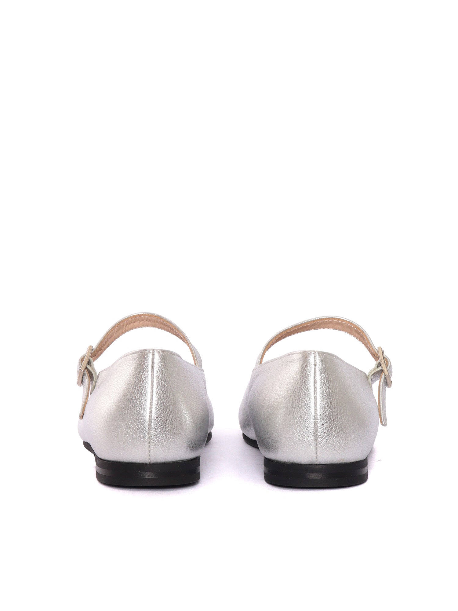 Genuine Leather Mary Jane Ballerinas Silver Sole Rubber Flat Shoes