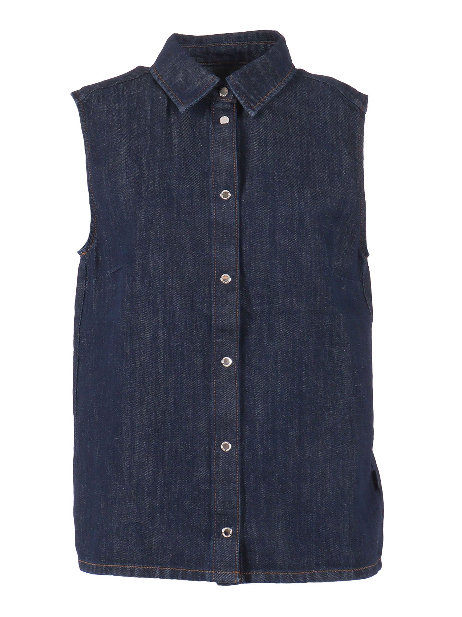 SLEEVELESS SHIRT Blossom Blue Cotton Linen