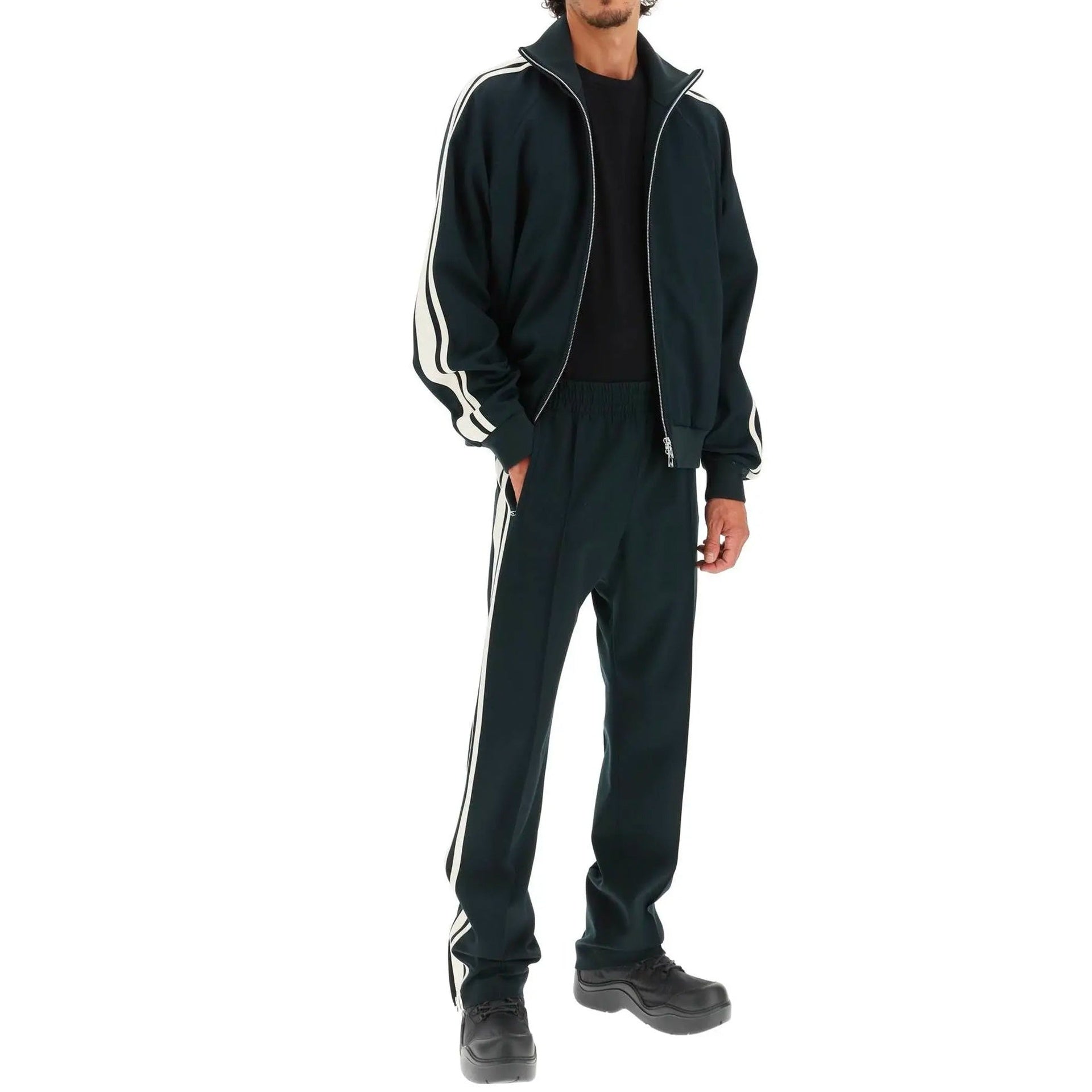 High-Neck Jacket Green Elastane Wool