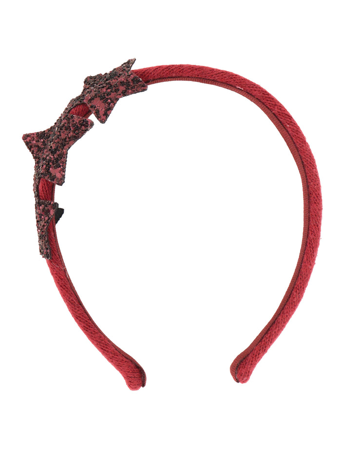 Glitter Star Headband Red Cotton