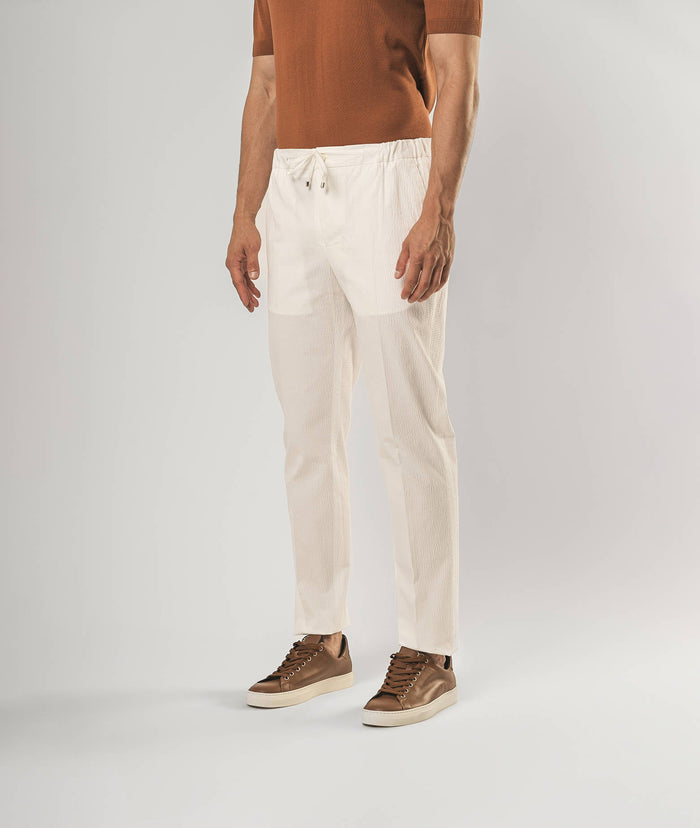 Cotton Seersucker Trousers Charleston Midnightblue Sportswear